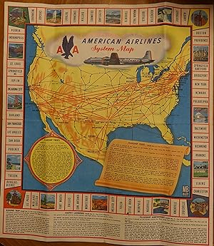 Image du vendeur pour American Airlines Systems Map - 1955 mis en vente par Faith In Print