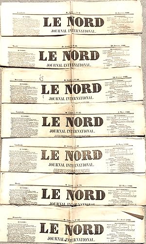 Sette numeri del giornale Le Nord international pre Unità d'Italia con articoli inerenti 1860