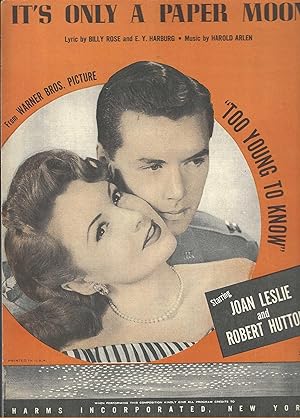 Seller image for It's Only A Paper Moon (Joan Leslie and Robert Hutton cover from "Too Young To Know") for sale by Vada's Book Store