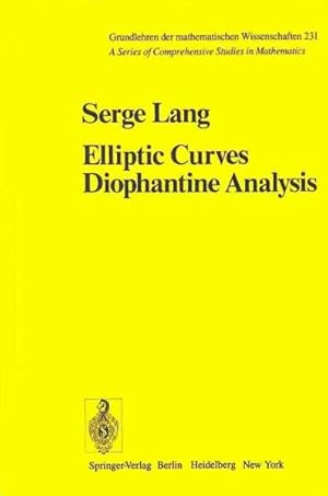 Image du vendeur pour Elliptic Curves : Diophantine Analysis mis en vente par GreatBookPrices