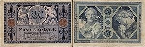 20 Mark Reichsbanknote 04.11.1915 [Banknote] Unterdruck Buchstabe 0, Serie H, Nr. 4725099 / Reich...