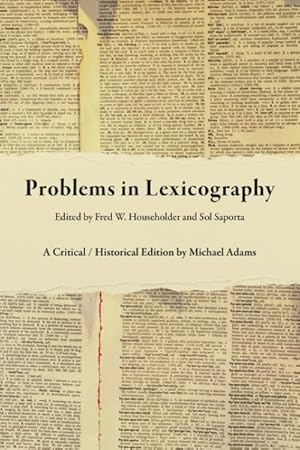 Seller image for Problems in Lexicography : A Critical/Historical Edition for sale by GreatBookPrices