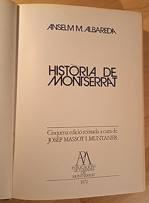 Imagen del vendedor de Histria de Montserrat a la venta por Llibres Bombeta