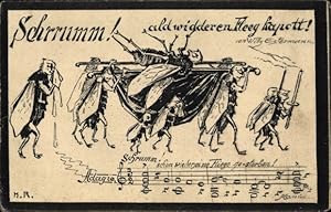 Lied Ansichtskarte / Postkarte Willy Estermann, Schrrumm, Ald widder en Fleeg kapott, Tote Fliege...