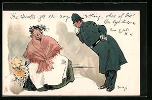 Bild des Verkufers fr Ansichtskarte Britischer Polizist beugt sich ber alte Frau zum Verkauf von Bartko-Reher