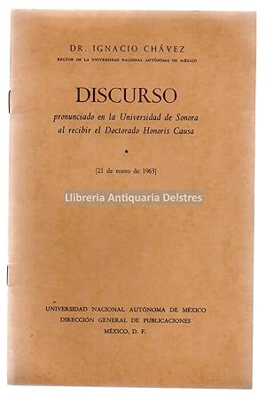 Imagen del vendedor de Discurso pronunciado en la Universidad de Sonora al recibir el Doctorado Honoris Causa, (21 de enero de 1963). a la venta por Llibreria Antiquria Delstres