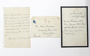 Imagen del vendedor de A Small Collection of Original Third Person Letters and a Envelope Signed and Hand Written by Prime Minister Henry John Temple, 3rd Viscount Palmerston a la venta por Lasting Words Ltd