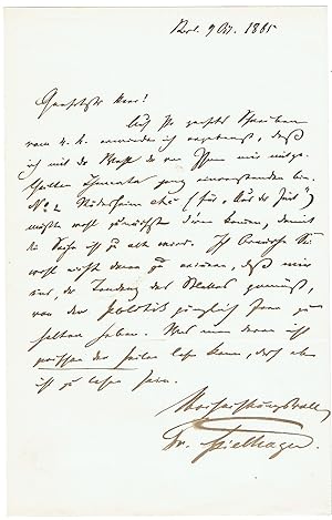 Imagen del vendedor de Eigenh. Brief mit Unterschrift. a la venta por Kotte Autographs GmbH