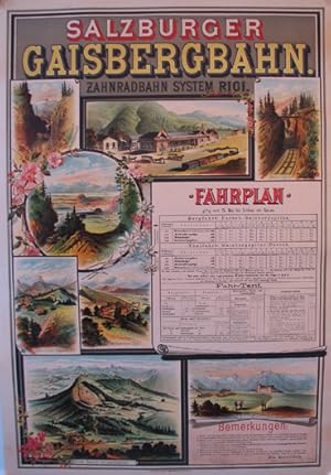 Salzburger Gaisbergbahn. Zahnrad System Rigi. Farblithographie Jos. Eberle & Co., Wien um 1898, 8...