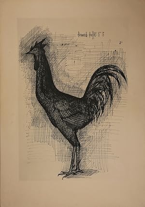 Bild des Verkufers fr Le Coq. The Cock. Der Hahn. Lithographie nach einer Zeichnung von B. Buffet. Mit Plattensignatur rechts oben. zum Verkauf von Antiquariat  Braun