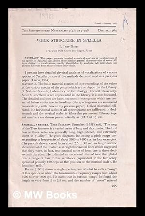 Seller image for Voice Structure in Spizella for sale by MW Books