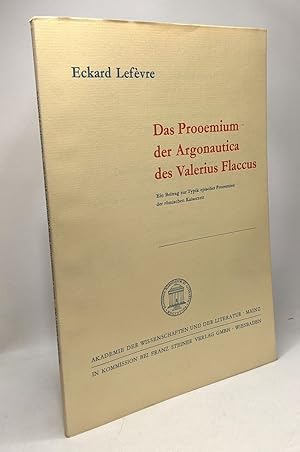 Immagine del venditore per Das Prooemium der Argonautica des Valerius Flaccus - abhandlungen der geistes- und sozialwissenschaftlichen klasse jahrgang 1971 n6 venduto da crealivres