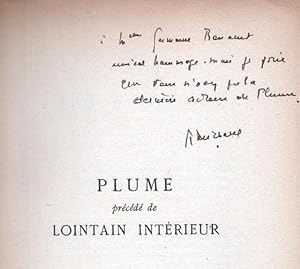 Seller image for Plume précédé de Lointain intérieur. for sale by Librairie Jean-Yves Lacroix