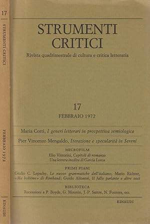 Seller image for Strumenti critici n17 febbraio 1972 for sale by Biblioteca di Babele