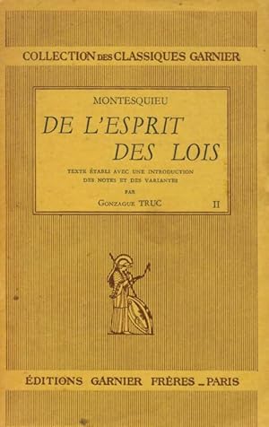 Bild des Verkufers fr De l'esprit des lois Tome II - Charles De Montesquieu zum Verkauf von Book Hmisphres