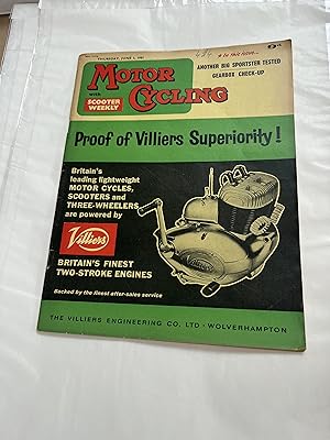 Seller image for MOTOR CYCLING with Scooter magazine. June 1, 1961. Front cover: Proof of Villiers Superiority for sale by SAVERY BOOKS