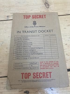 Top Secret in Transit Docket with all 10 items laid in. From "An Expensive Place to Die"