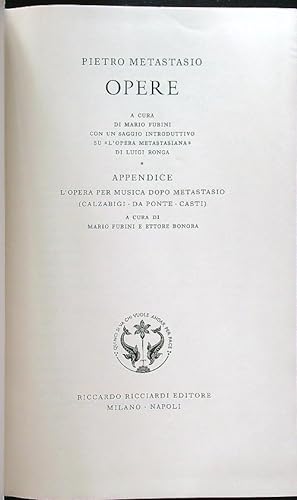 Bild des Verkufers fr Opere zum Verkauf von Librodifaccia