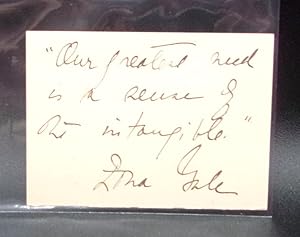 AUTOGRAPHED HAND-WRITTEN QUOTATION ON A SMALL CARD