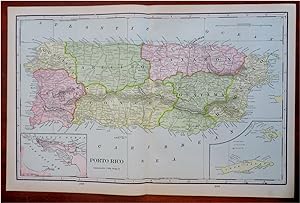 Puerto Rico Caribbean Island San Juan Aguadilla Mayaguez Ponce 1903 Cram map