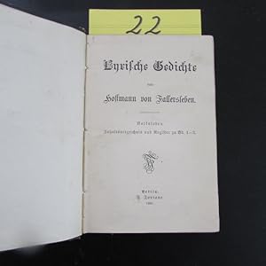 Bild des Verkufers fr Lyrische Gedichte - Volksleben (Inhaltsverzeichnis und Register zu Bd. 1-3) zum Verkauf von Bookstore-Online