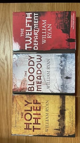 Seller image for The Holy Thief, The Bloody Meadow, The Twelfth Department. Signed ++ UK first editions, first printings of the 3 books in the Captain Korolev trilogy. Two are numbered + limited editions. The third is signed, lined and dated. All are in fine / fine unread condition with just the barest hints of shelfwear. for sale by Signed and Delivered Books