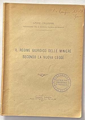 Seller image for IL REGIME GIURIDICO DELLE MINIERE SECONDO LA NUOVA LEGGE for sale by Fbula Libros (Librera Jimnez-Bravo)