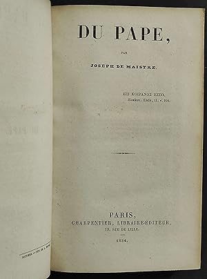 Du Pape - J. Maistre - Ed. Charpentier - 1854