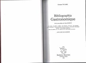 Image du vendeur pour Bibliographie Gastronomique mis en vente par La Bouquinerie