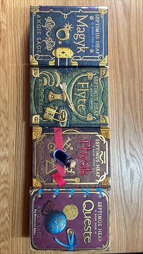 Immagine del venditore per Magyk, Flyte, Physik, Queste, Syren, Darke, Fyre, Magykal Papers. A signed set of the 8 UK first editions, first printings in the Septimus Heap series. Fyre is the limited, numbered collectors edition with the same cover design as earlier books. Flyte, Queste and Darke are lined. venduto da Signed and Delivered Books