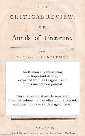 Seller image for Gout: A New View of its Origin, Nature, Cause, Cure and Prevention, by Robert Kinglake, M.D. publ. 1804. This is an essay from The Critical Review, 1805, regarding this published work. for sale by Cosmo Books