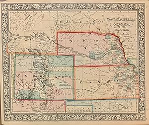 Map of Kansas, Nebraska and Colorado. Showing also the Southern Portion of the Dacotah.; (with at...