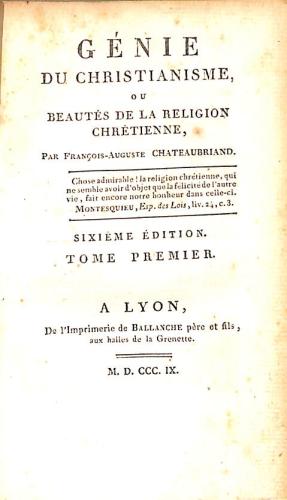 Image du vendeur pour Genie Du Christianisme ou Beautes de la Religion Chretienne mis en vente par WeBuyBooks