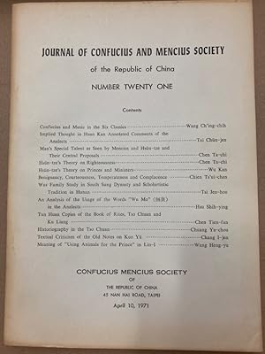 Journal of the Confucius and Mencius Society of the Republic of China. Number 21, April 1971.