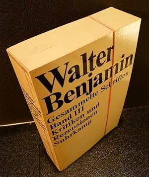 Image du vendeur pour Gesammelte Schriften, unter Mitwirkung von Theodor W. Adorno und Gershon Schlomo, herausgegeben von Rolf Tiedemann und Hermann Schweppenhuser, Band III: Kritiken und Rezensionen, herausgegeben von Hella Tiedemann-Bartels. mis en vente par Kunze, Gernot, Versandantiquariat