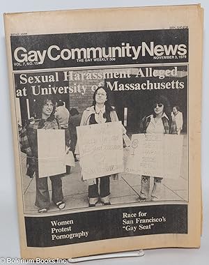 Bild des Verkufers fr GCN: Gay Community News; the gay weekly; vol. 7, #15, Nov. 3, 1979: Sexual Harassment Alleged at Univ. of Mass zum Verkauf von Bolerium Books Inc.