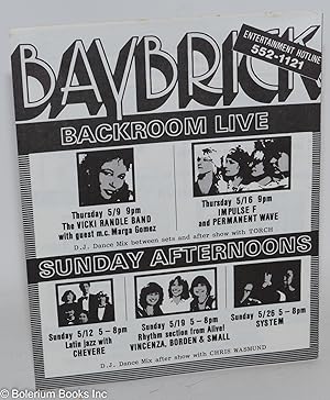 Seller image for BayBrick Backroom Live: Sunday Afternoons in May [event calendar/brochure] for sale by Bolerium Books Inc.