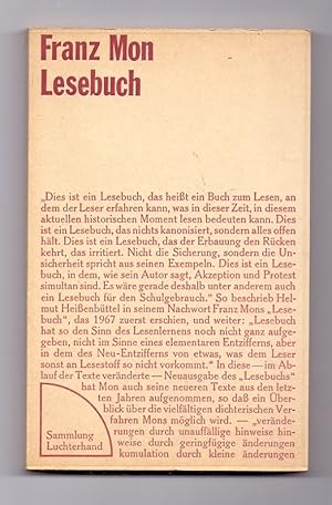 Immagine del venditore per Lesebuch. Erweiterte Neuausgabe. venduto da Kunze, Gernot, Versandantiquariat