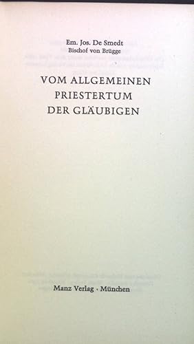 Seller image for Vom allgemeinen Priestertum der Glubigen. for sale by books4less (Versandantiquariat Petra Gros GmbH & Co. KG)