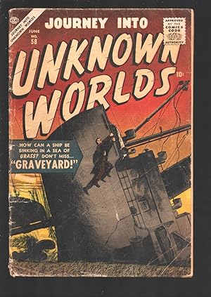 Immagine del venditore per Journey into Unknown Worlds #58 1957-Atlas-'Age of the Iron Men'-Joe Maneely art-Horror & mystery stories-G venduto da DTA Collectibles