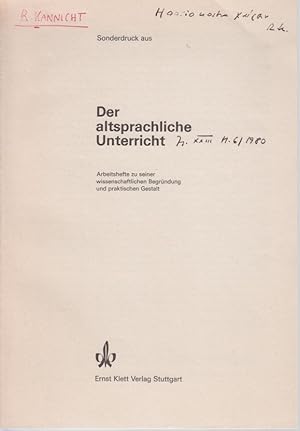 Seller image for Der alte Streit zwischen Philosophie und Dichtung. [Aus: Der altsprachliche Unterricht, Jg. 23, Nr. 6, 1980]. Zwei Vorlesungen ber Grundzge der griechischen Literaturauffassung. for sale by Fundus-Online GbR Borkert Schwarz Zerfa