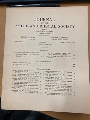 Bild des Verkufers fr Journal of the American Oriental Society. Volume 80, Number 1, January - March 1960. zum Verkauf von Plurabelle Books Ltd