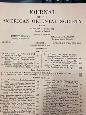 Bild des Verkufers fr Journal of the American Oriental Society. Volume 79, Number 4, October - December 1959. zum Verkauf von Plurabelle Books Ltd