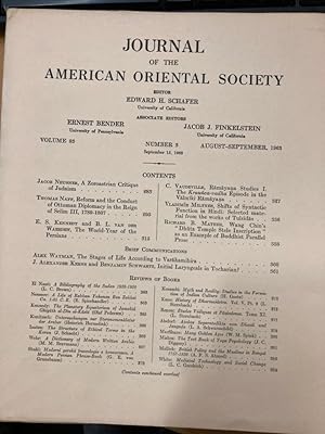 Journal of the American Oriental Society. Volume 83, Number 3, August - September 1963.