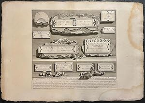 [Antique print, etching, Piranesi] Iscrizioni, e Frammenti della Stãza sepolcrale vicina a quella...