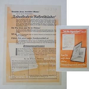 Seller image for Der Strmer. Deutsches Wochenblatt zum Kampfe um die Wahrheit: Original-Werbezettel fr die Strmer-Sondernummer "Todesstrafe fr Rassenschnder" und die Strmer-Mappe "Reichsparteitag der Arbeit 1937" Bitte beachten Sie Nr. 9 unserer AGB ( 86 und 130 StGB, Jugendschutzgesetz)! Dieses Blatt wird von uns nur zur staatsbrgerlichen Aufklrung und zur Abwehr verfassungswidriger Bestrebungen angeboten (86 StGB) for sale by Galerie fr gegenstndliche Kunst