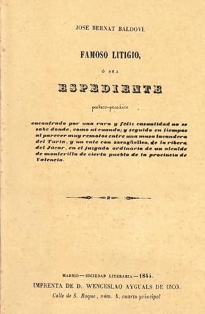 Image du vendeur pour FAMOSO LITIGIO O SEA EXPEDIENTE POETICO-PROSAICO ENCONTRADO mis en vente par Librera Vobiscum