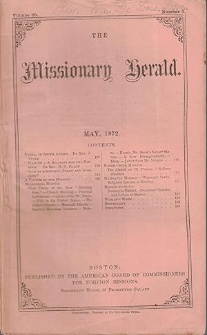 Image du vendeur pour The Missionary Herald Vol. 68 No. 5, May 1872 mis en vente par Kenneth Mallory Bookseller ABAA