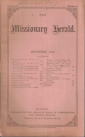 Bild des Verkufers fr The Missionary Herald Vol. 69 No. 1, December 1872 zum Verkauf von Kenneth Mallory Bookseller ABAA