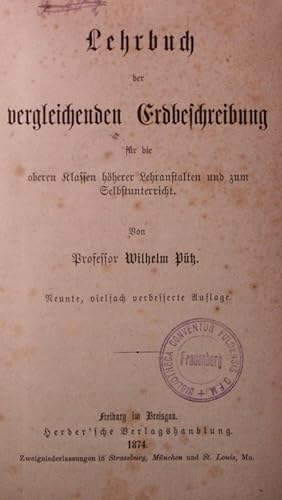 Bild des Verkufers fr Lehrbuch der vergleichenden Erdbeschreibung fr die oberen Klassen hherer Lehranstalten und zum Selbstunterricht. zum Verkauf von Antiquariat Bookfarm